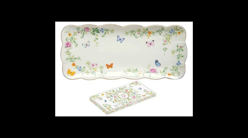 R2S.3134DANB Porcelántálca 36x14cm, dobozban, Dancing Butterflies