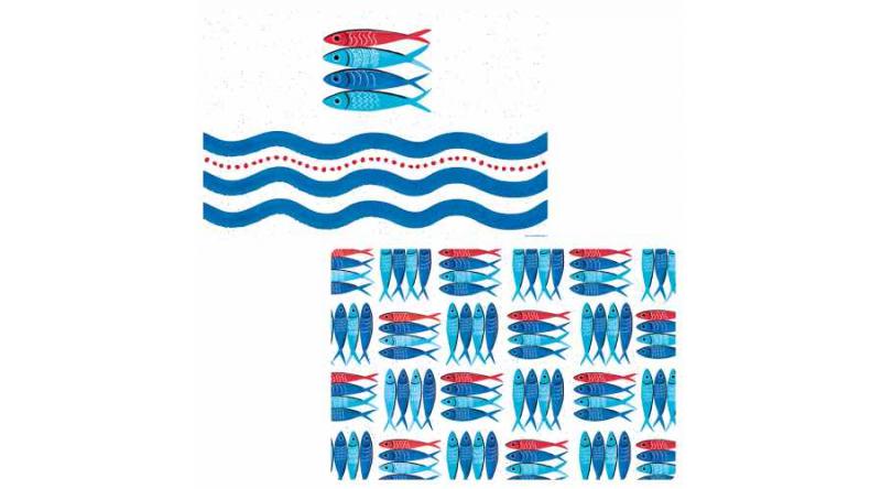 R2S.320SARD Műanyag tányéralátét kétoldalas 45x30cm,Sardine's Party