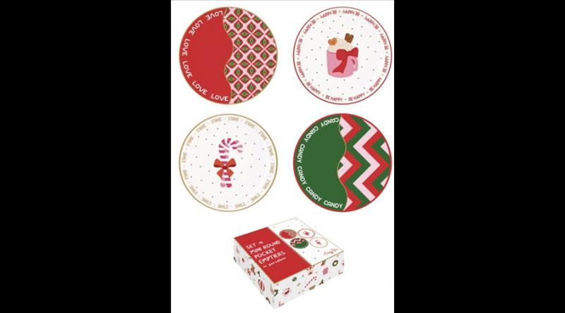 R2S.3220CTWI Porcelántálkák 4 db-os szett, 10cm, dobozban, Christmas Twist