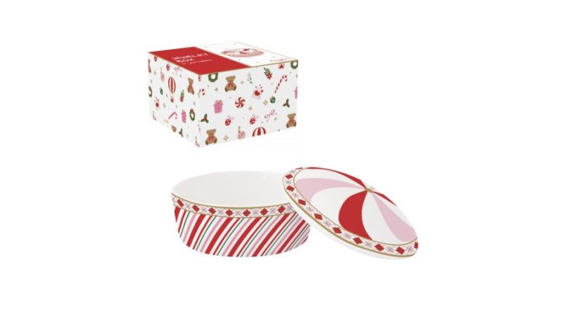 R2S.3223CTWI Porcelán ékszertartó tálka 10cm, dobozban, Christmas Twist