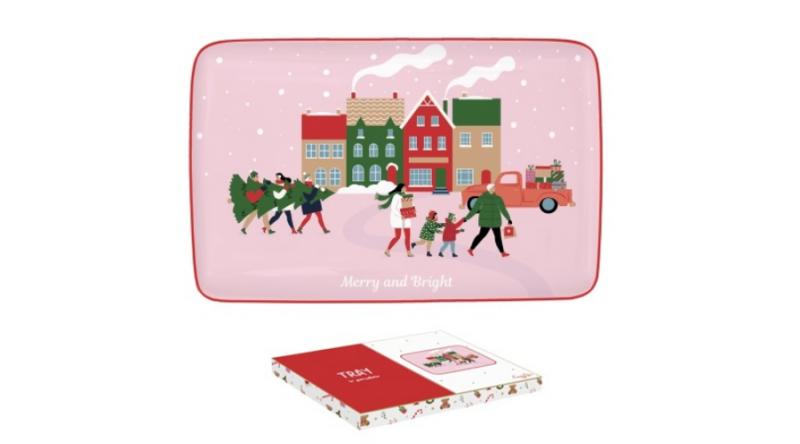 R2S.3227CTWI Porcelántálca 22x14cm, dobozban, Christmas Twist