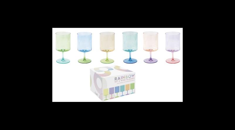 R2S.4002RAIB Boros üvegpohárszett 6 db-os, színes, 360ml, dobozban, Rainbow