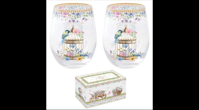 R2S.4015SPBL Üvegpohár 500ml, 2db-os szett, dobozban, Spring Bloom