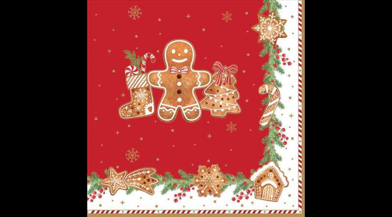 R2S.414FANG Papírszalvéta 33x33cm, 20db-os, Fancy Gingerbread