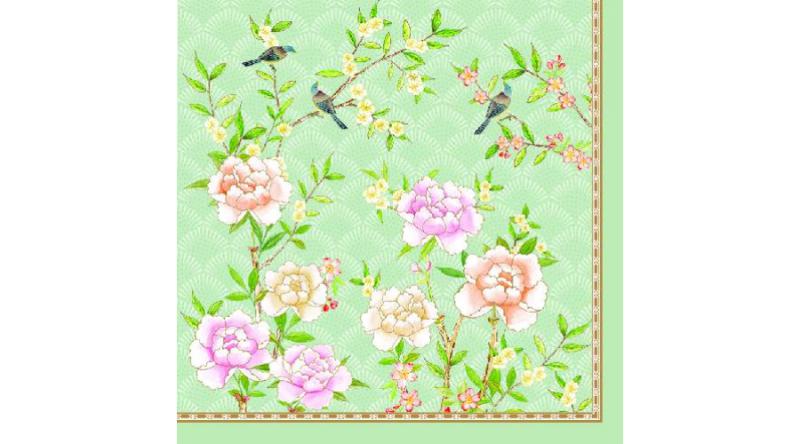 R2S.414PALA Papírszalvéta 33x33cm, Palace Garden Aqua,20db-os