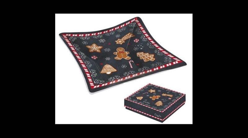 R2S.634GING Üvegtál 13x13cm, dobozban, Gingerbread