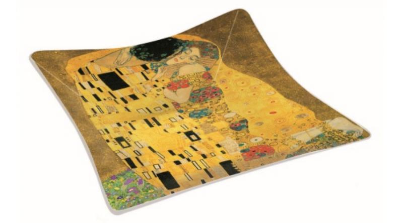 R2S.634KLI1 Üvegtál 13x13cm, dobozban, Klimt: The Kiss