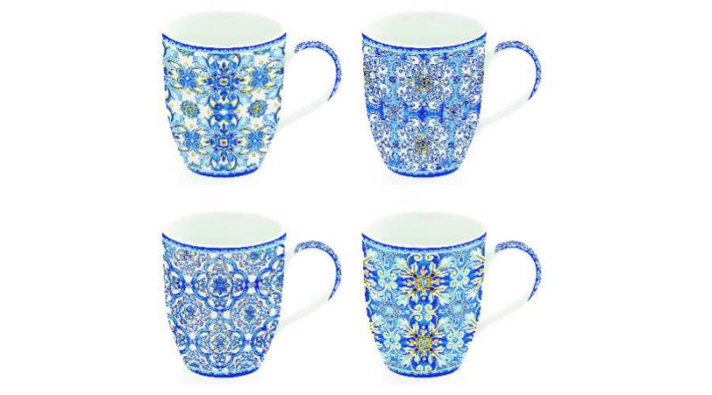 R2S.913MAIB Porcelán bögreszett 350 ml, 4 db-os dobozban, Maiolica Blue