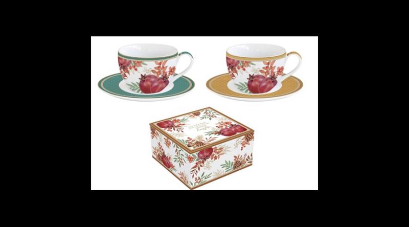 R2S.921ASYM Porcelán eszpresszócsésze+alj, 110ml, 2 személyes, dobozban, Autumn Symphony