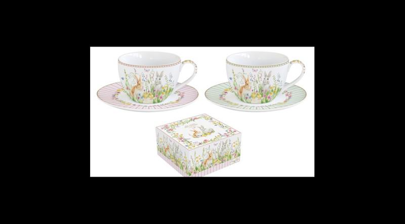 R2S.922EAST Porcelán teáscsésze+alj 240ml, 2 személyes, dobozban, Happy Easter