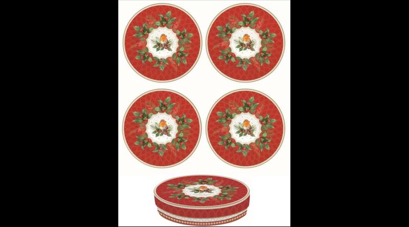 R2S.924CHBE Porcelán desszerttányérszett 4db-os,19cm dobozban, Christmas Berries