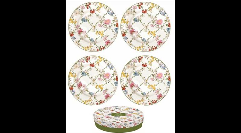R2S.924GADR Porcelán desszerttányérszett 4db-os,19cm dobozban, Garden Dreams