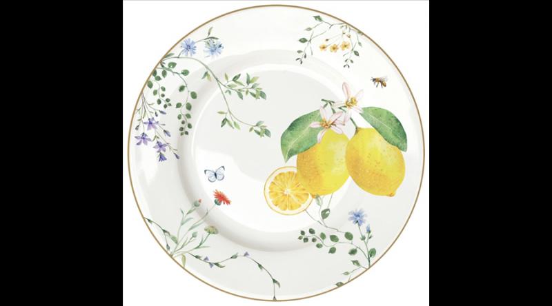 R2S.944FCIT Porcelán desszerttányér 19cm, Fleurs et Citrons