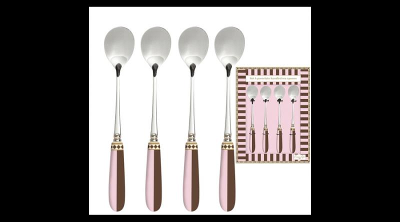 R2S.965SWEM Rozsdamentes teáskanál szett 4 db-os, porcelánnyéllel, Sweet Moments