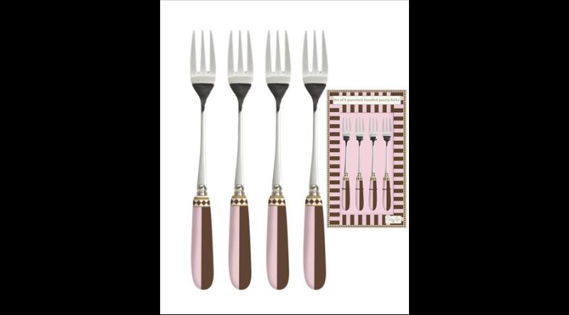 R2S.969SWEM Rozsdamentes süteményes villaszett 4 db-os, porcelánnyéllel, Sweet Moments