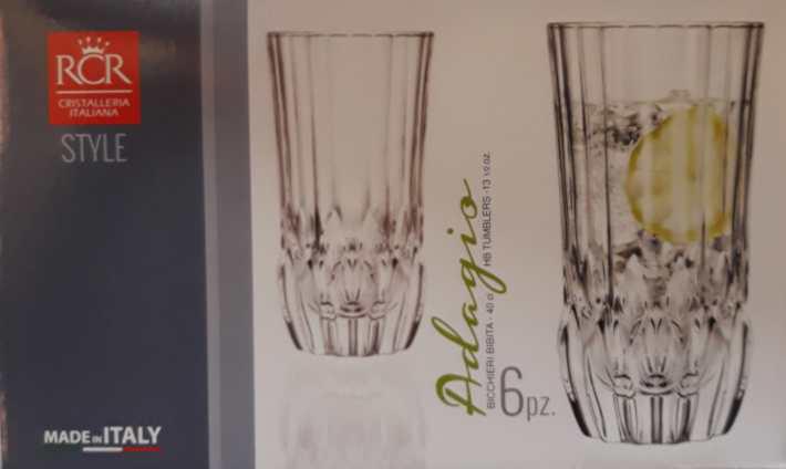 RCR Cristalleria Italiana Adagio üdítős pohár készlet, 40 cl, 6 db,