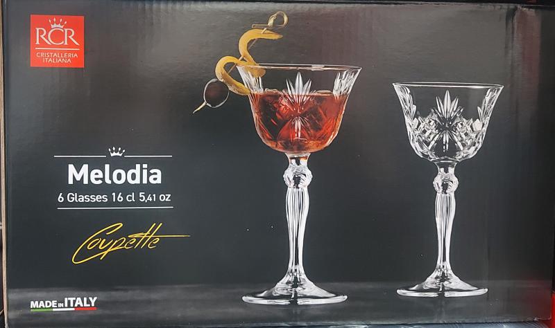 RCR Cristalleria Italiana Melodia Coupette pohár készlet, 16 cl, 6 db