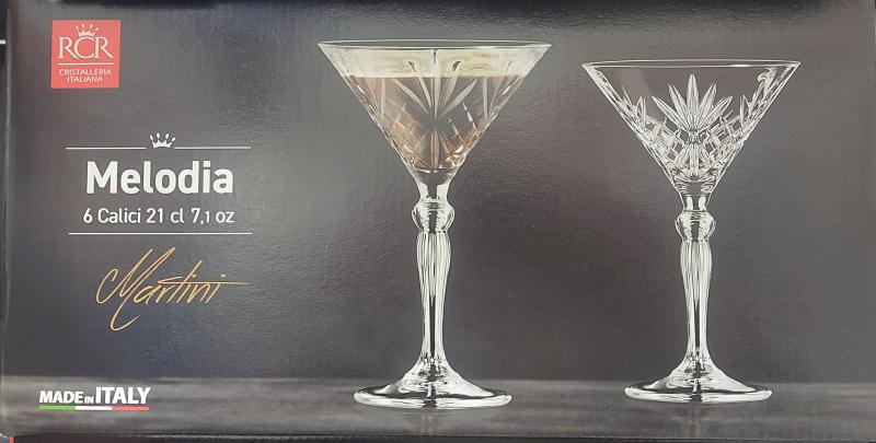 RCR Cristalleria Italiana Melodia Martini pohár készlet, 21 cl, 6 db,