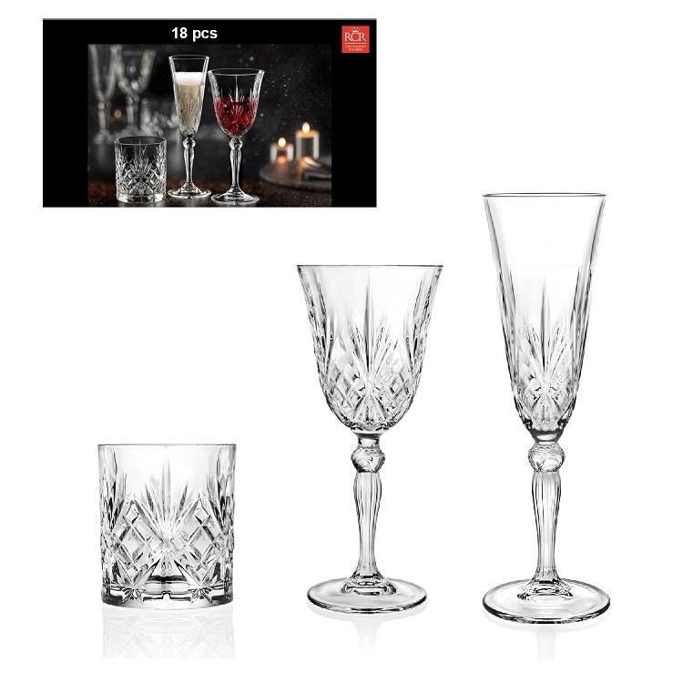 RCR MELODIA pohárkészlet 18 db, Whisky, boros, pezsgős