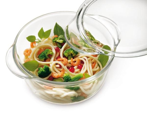 Simax hőálló mély kerek tál+fedő, 2,8 liter+0,5 liter