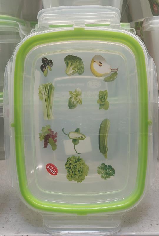 Snip műanyag tároló doboz, zöldségmintás tetővel, zöld, 1,2l, 2 szett