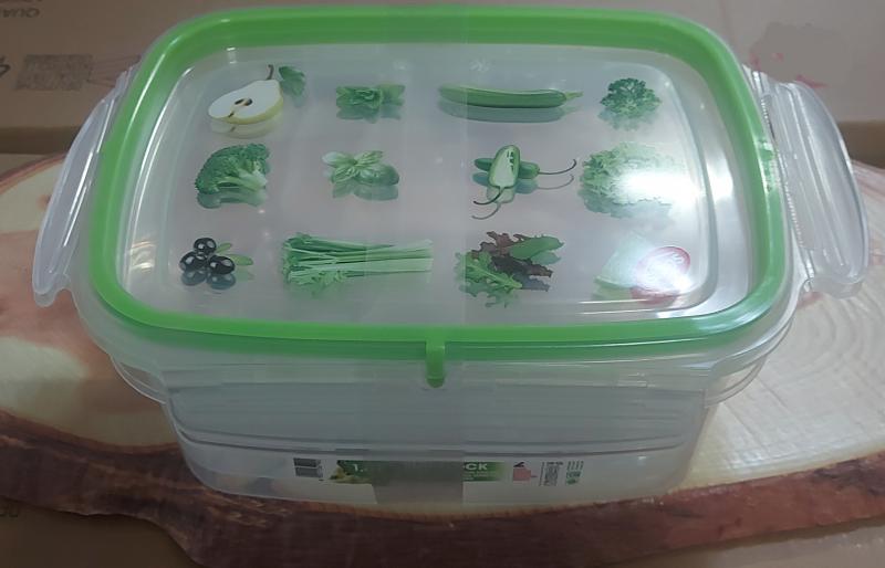 Snip műanyag tároló doboz, zöldségmintás tetővel, zöld, 1,8l, 2 szett