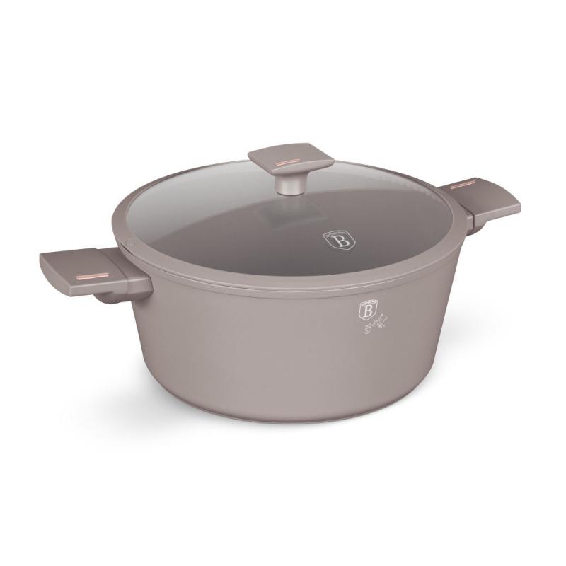 TAUPE bevonatos lábos 28×12,4cm 6,1l+üvegfedő indukciós, BH-8102