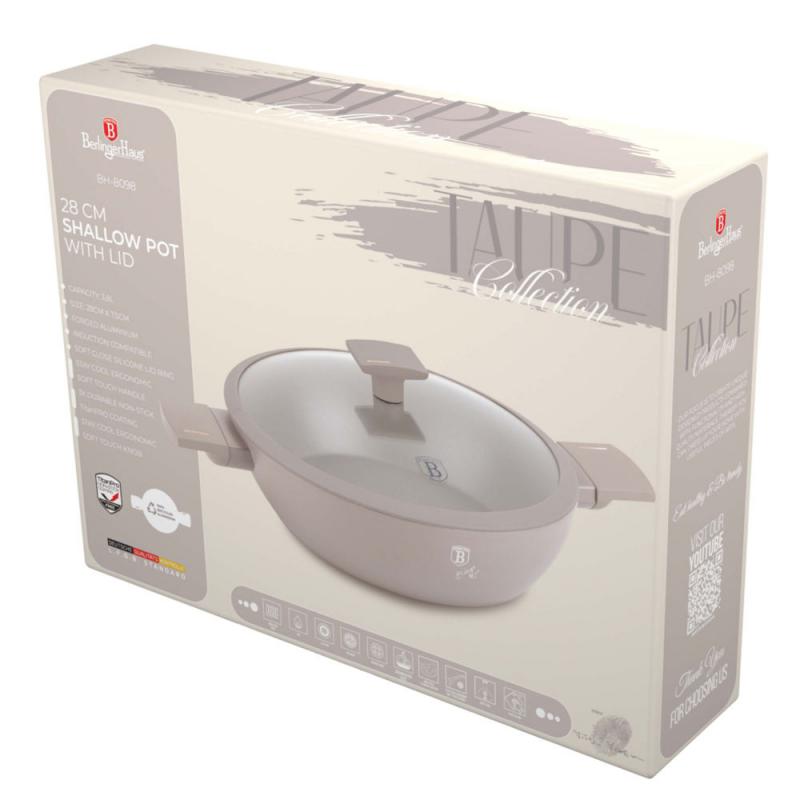 TAUPE bevonatos szeletsütő+fedő 28cm 2 fülű indukciós, BH-8098