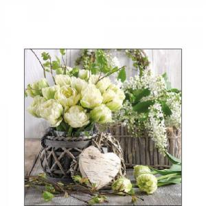 AMB.12516280 White Tulips papírszalvéta 25x25cm, 20db-os