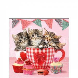 AMB.12517535 Cats In Tea Cups papírszalvéta 25x25cm,20db-os