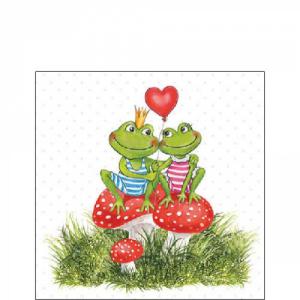 AMB.12518180 Frogs in love papírszalvéta 25x25cm, 20db-os