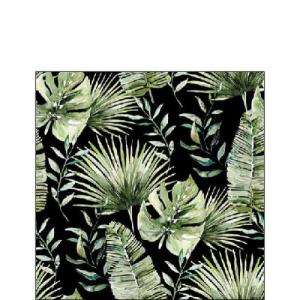 AMB.12518216 Jungle leaves black papírszalvéta 25x25cm, 20db-os