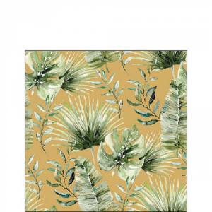 AMB.12518219 Jungle leaves gold papírszalvéta 25x25cm, 20db-os