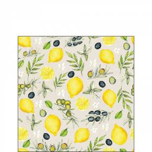 AMB.12518450 Olives and lemon papírszalvéta 25x25cm, 20db-os