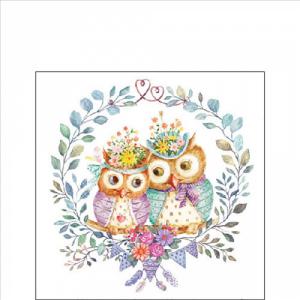 AMB.12519405 Owl couple in love papírszalvéta 25x25cm,20db-os