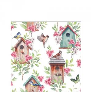 AMB.12520525 Wooden birdhouses papírszalvéta 25x25cm, 20db-os