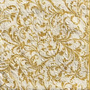 AMB.13307385 Elegance Damask cream gold dombornyomott papírszalvéta 33x33cm,15db-os