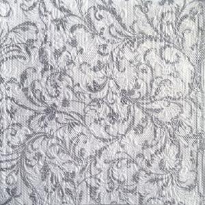 AMB.13307386 Elegance Damask white silver dombornyomott papírszalvéta 33x33cm,15db-os