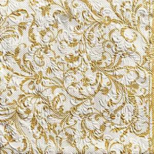 AMB.13307388 Elegance Damask White/Gold dombornyomott papírszalvéta 33x33cm,15db-os