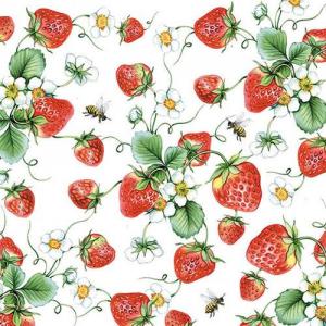 AMB.13311645 Strawberries All Over white papírszalvéta 33x33cm, 20db-os