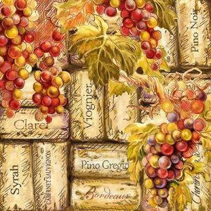 AMB.13312385 Grapes & Corks papírszalvéta 33x33cm,20db-os