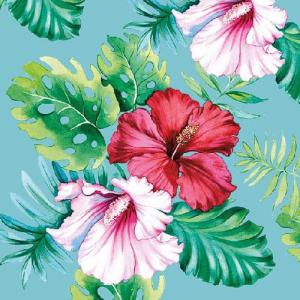 AMB.13313146 Hibiscus Floral Petrol papírszalvéta 33x33cm,20db-os