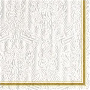 AMB.13314840 Elegance Lea White/Gold dombornyomott papírszalvéta 33x33cm, 15db-os