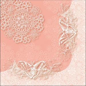 AMB.13316366 Butterfly Lace Rose papírszalvéta 33x33cm,20db-os