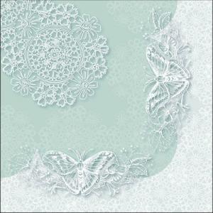 AMB.13316367 Butterfly Lace Aqua papírszalvéta 33x33cm,20db-os