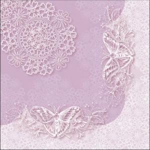 AMB.13316368 Butterfly Lace Lilac papírszalvéta 33x33cm,20db-os