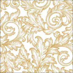 AMB.13316820 Baroque Gold/White papírszalvéta 33x33cm, 20db-os