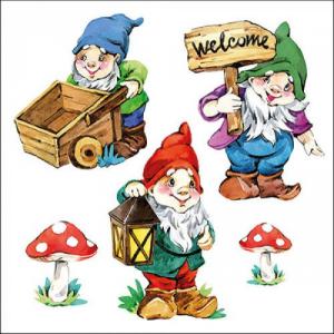 AMB.13317200 Garden Gnomes papírszalvéta 33x33cm, 20db-os