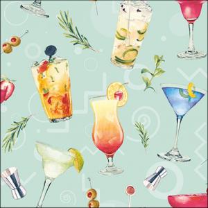 AMB.13317225 Cocktail Party Aqua papírszalvéta 33x33cm, 20db-os