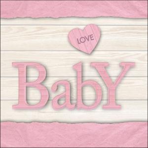 AMB.13317616 Baby Love Girl papírszalvéta 33x33cm, 20db-os